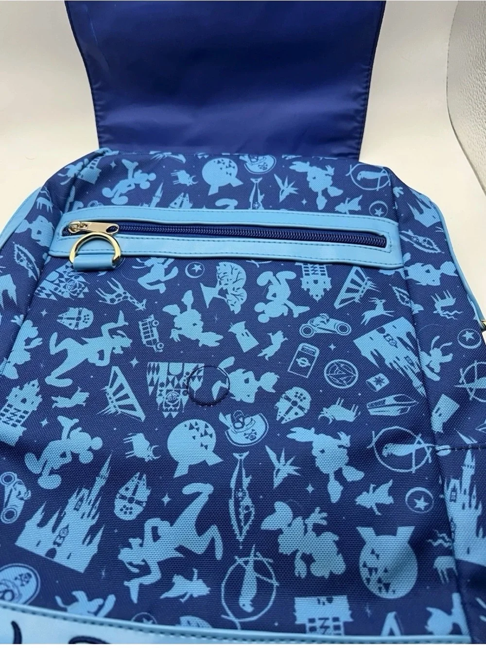 Disney WDW Blue Backpack with 50th Anniversary Character Graphics